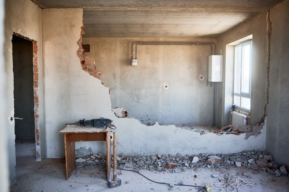 Interior demolition in an older building