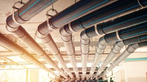 Water pipes in a modern building.